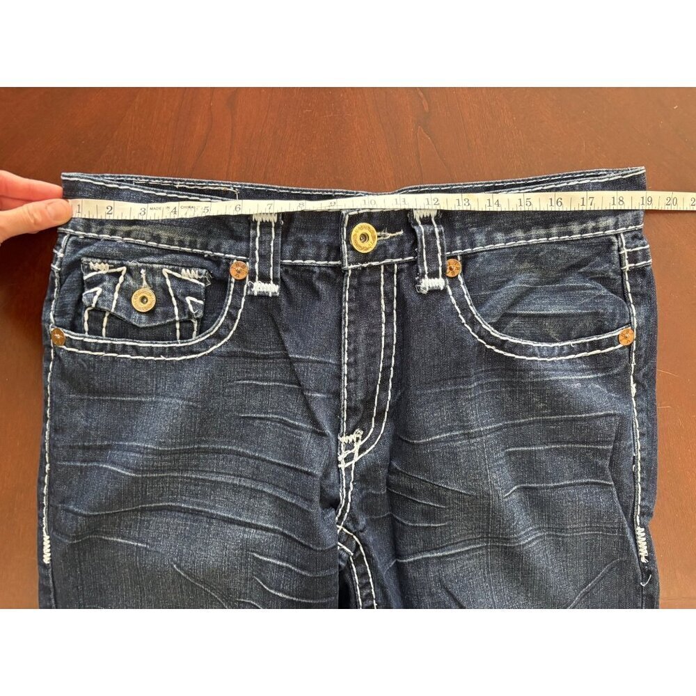 True Religion Y2K Super T World Tour Big Horseshoe Flap Jeans Dark Wash 36 x 33 - Picture 9 of 15